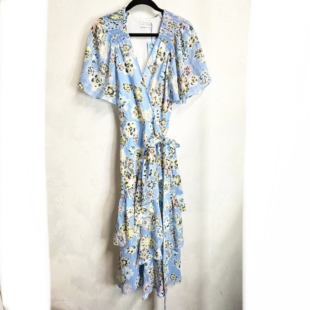 Tanya Taylor Brittany Floral Wrap Mini Dress Ruffle Beachy Womens 4 NEW Cottage